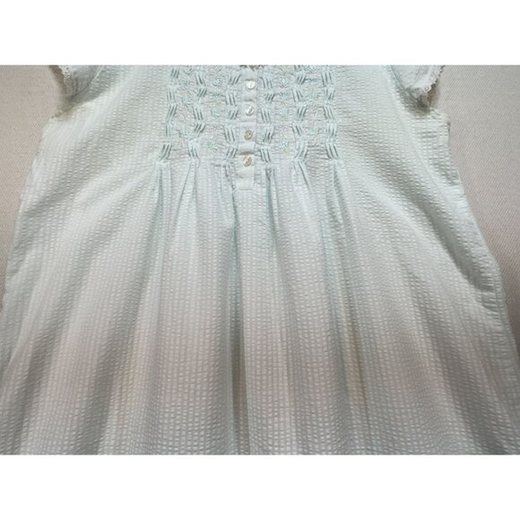 Miss Elaine Women's Nightgown Dress Sleepwear Size M White Green Floral Embroide - Picture 4 of 14